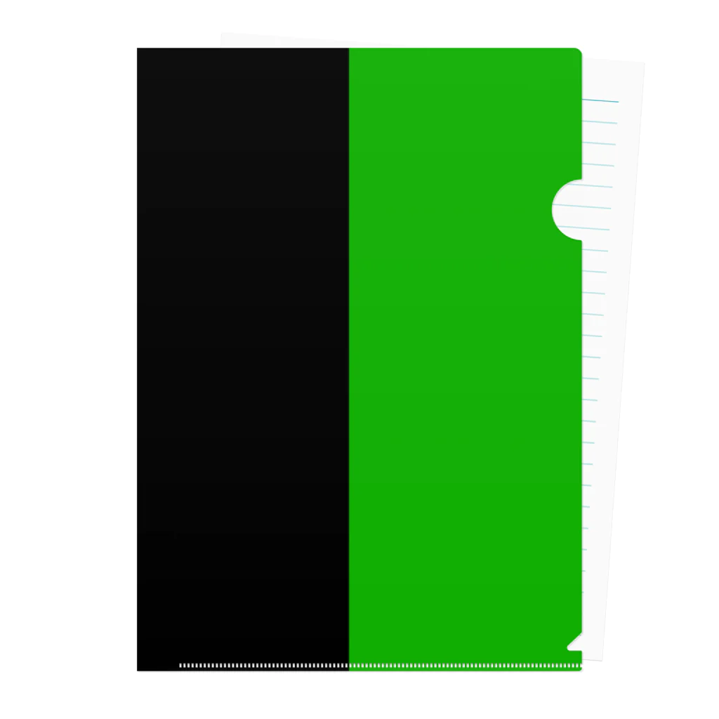 手描きのエトセトラの黒×緑 ２色バイカラー クリアファイル