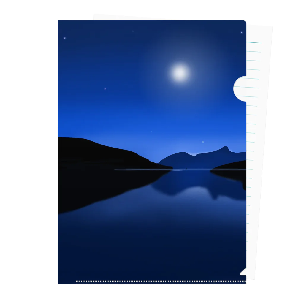 たぬき屋の月と夜と湖 クリアファイル