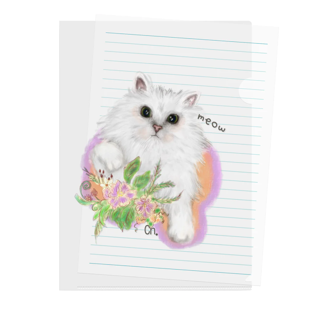 CELLOtoNERIのmeow meow Persian cat Clear File Folder