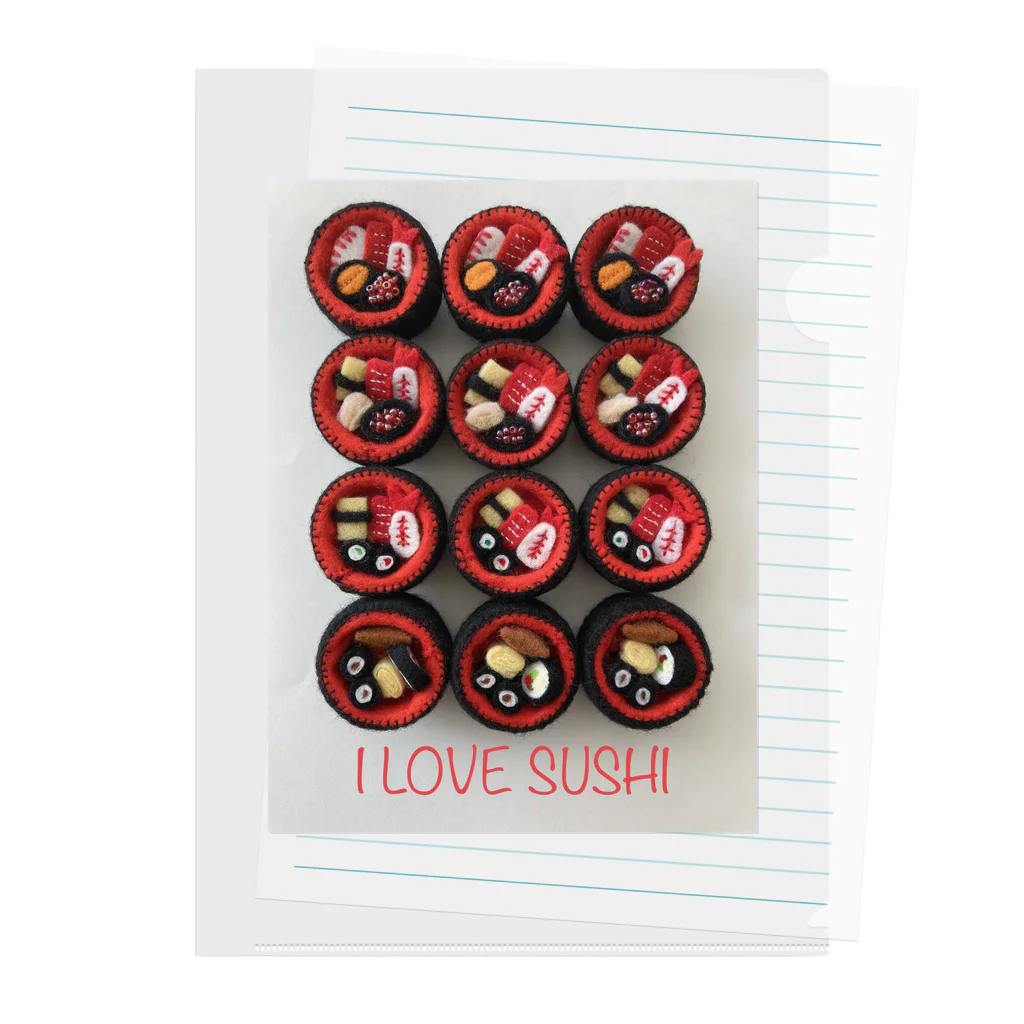 MinouのI LOVE SUSHI Clear File Folder