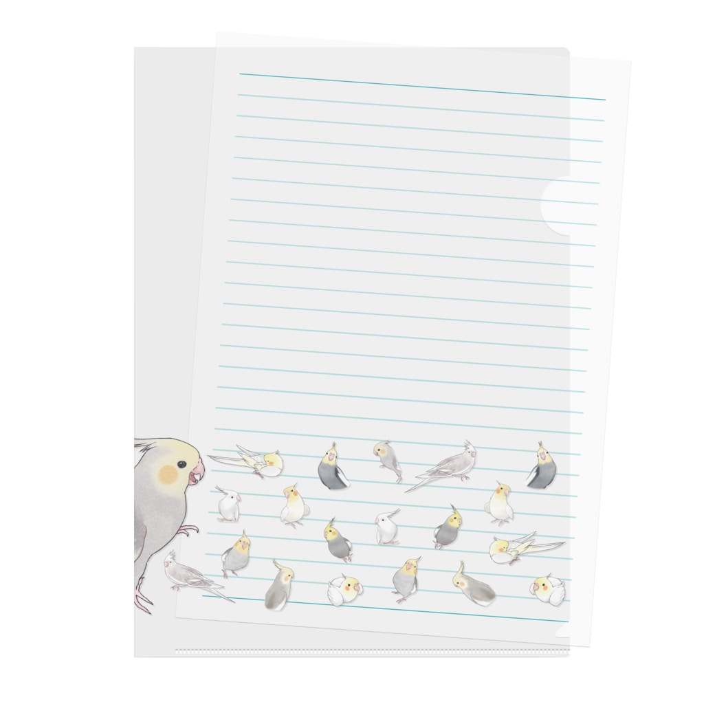 まめるりはことりのあつまれオカメインコちゃん【まめるりはことり】 Clear File Folder