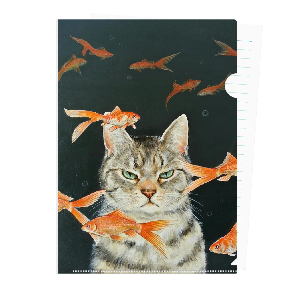 おちょぴの金魚と猫 クリアファイル