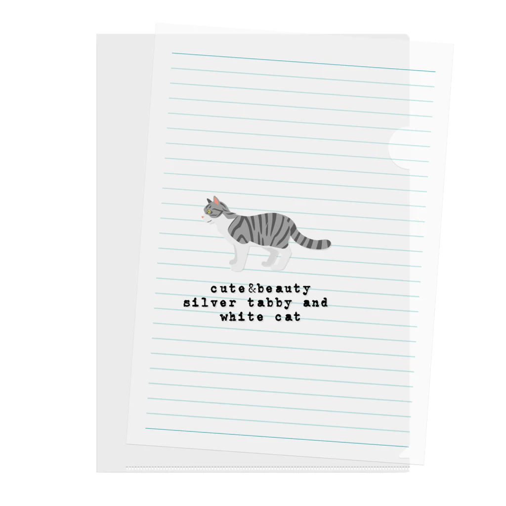 orange_honeyの猫1-10 サバ白猫 Clear File Folder