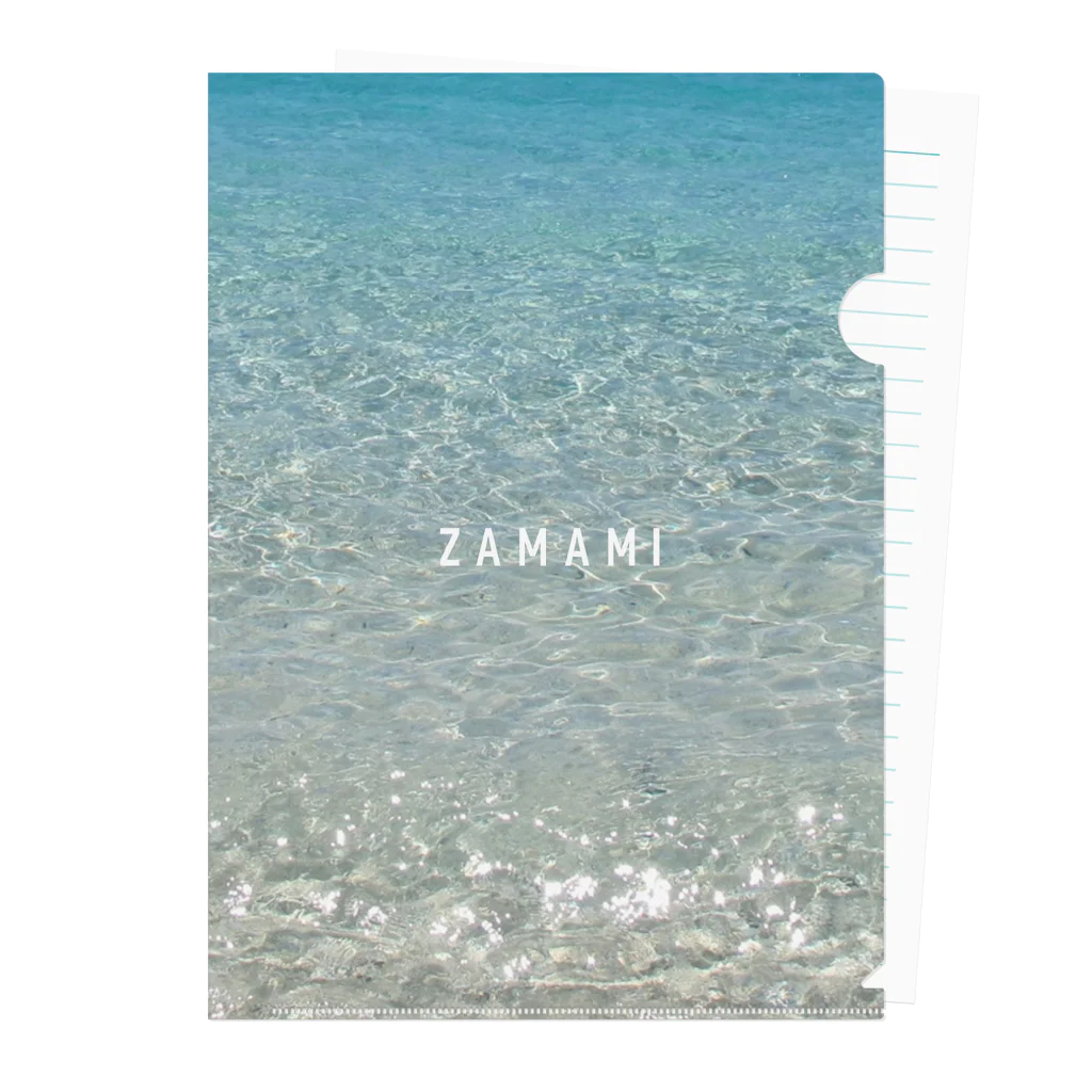 はれうさぎの沖縄座間味の海【波C-2】波打ちぎわ｜ZAMAMIの文字入り Clear File Folder