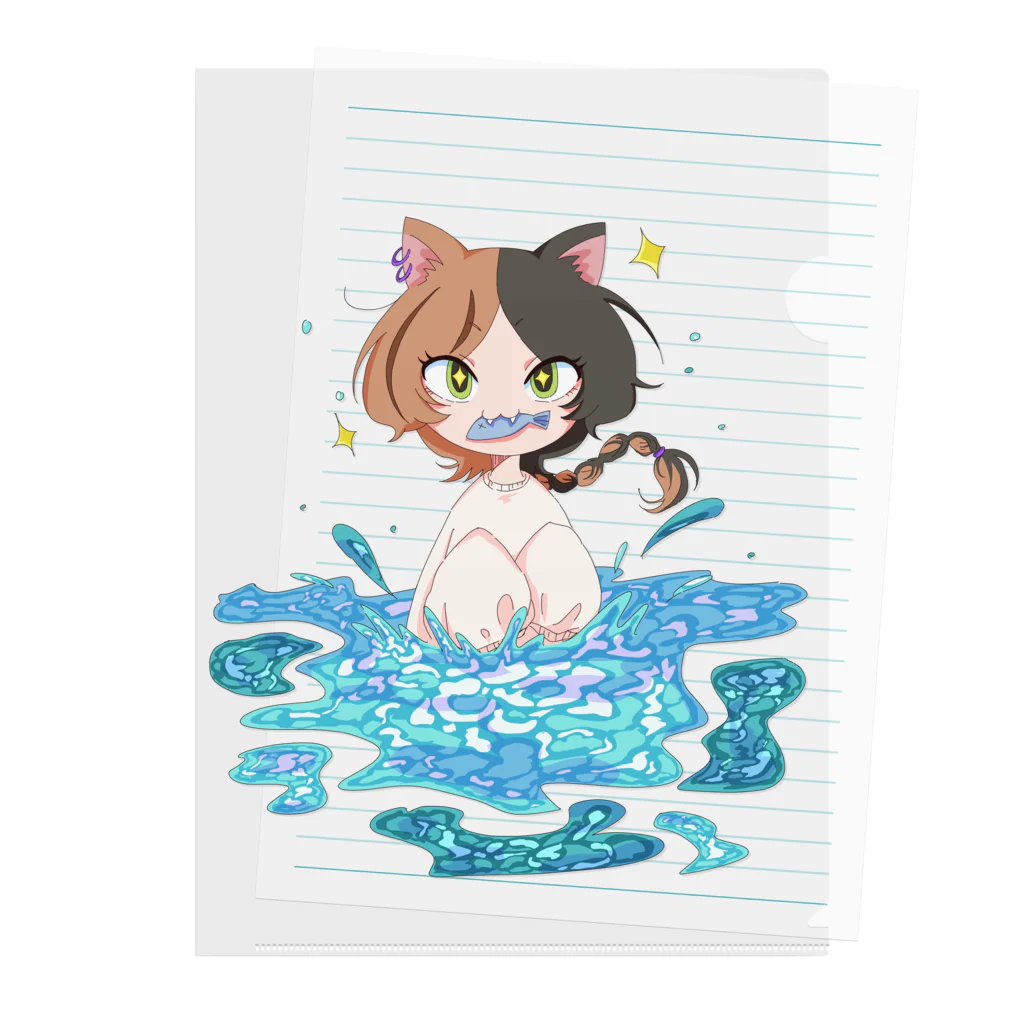 鳩胸ぽぽぉのお魚もぐもぐ Clear File Folder