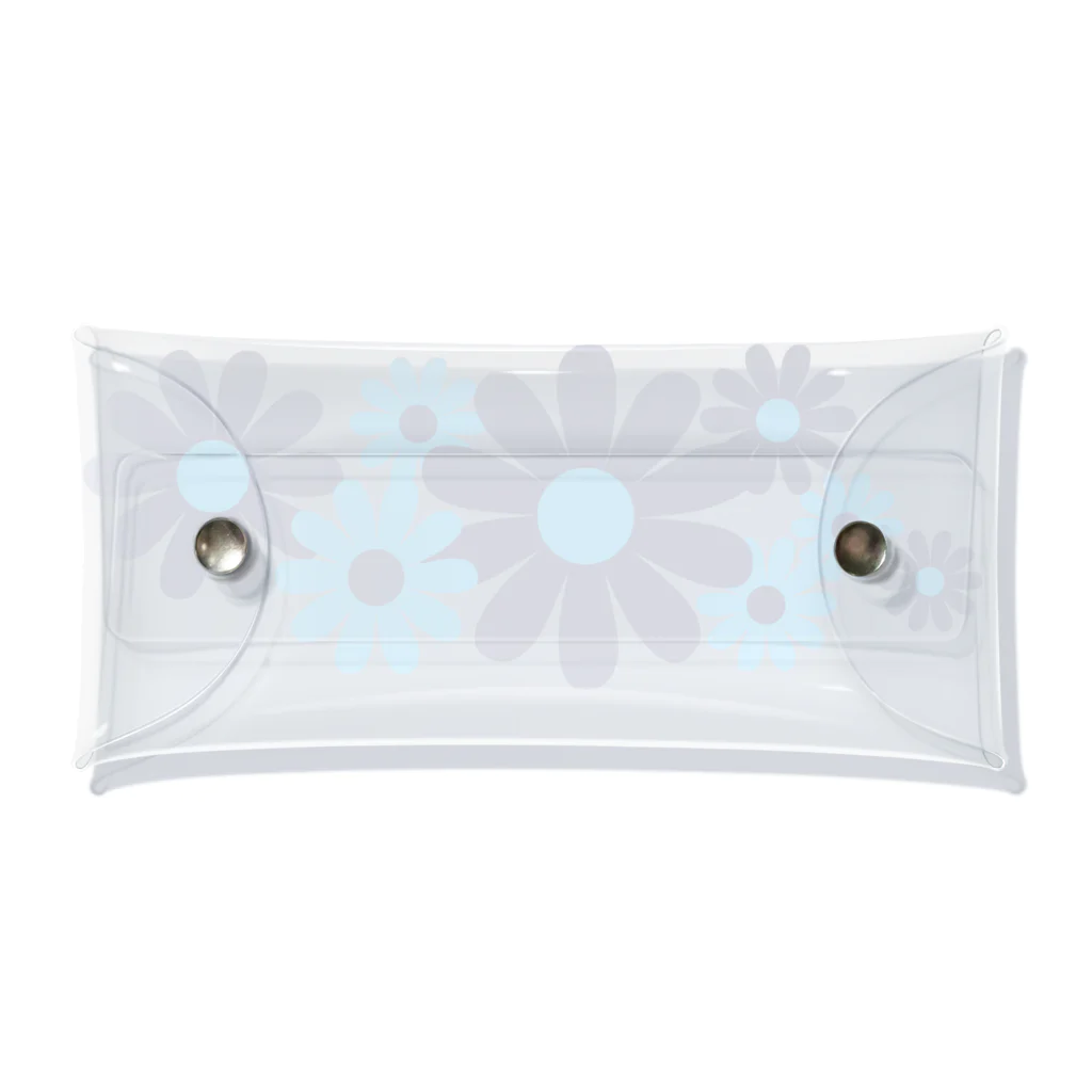 kazeou（風王）のレトロ風花(8枚)青・水色縦 Clear Multipurpose Case