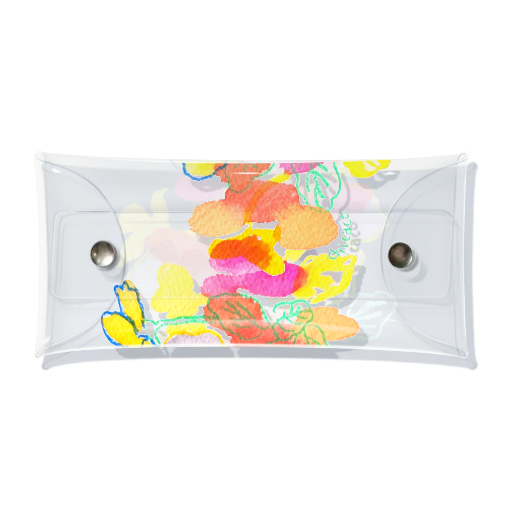 chicacoのカラフルなお花たち Clear Multipurpose Case