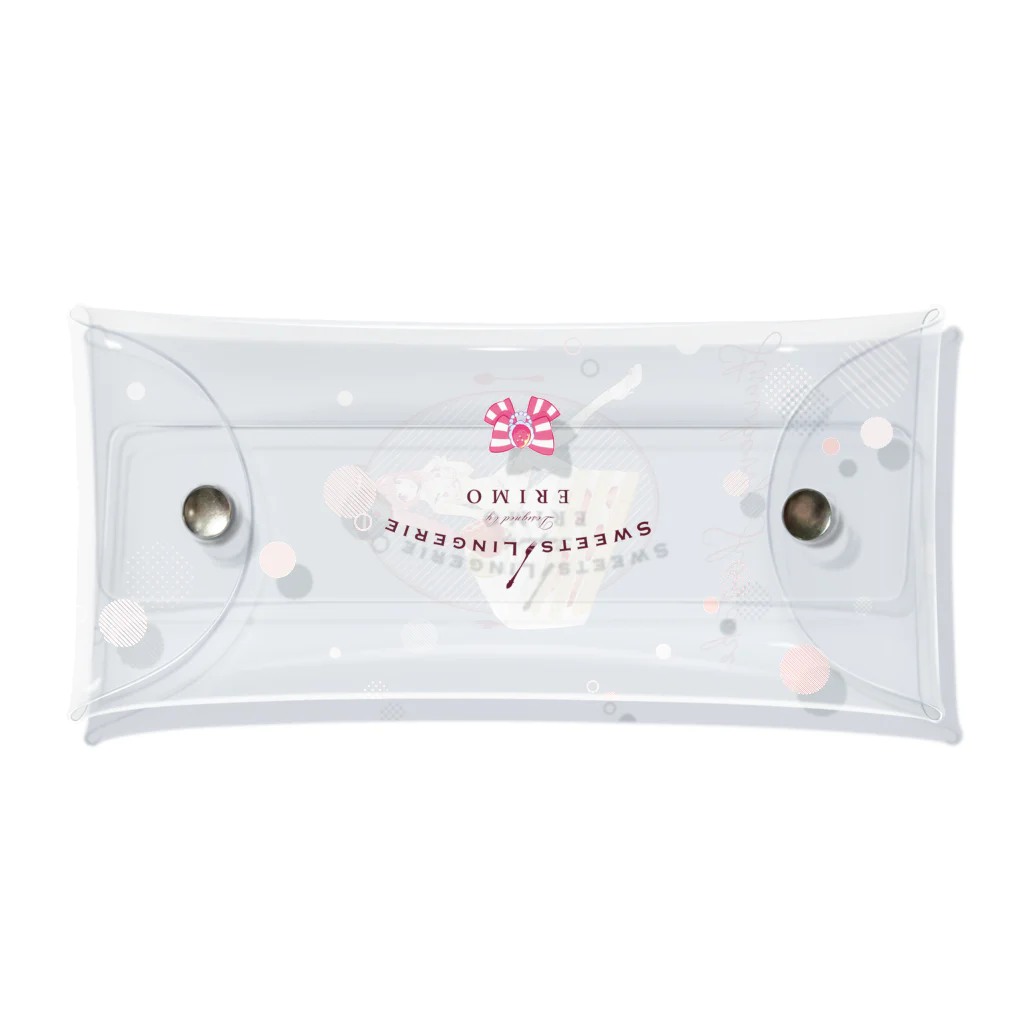 ERIMO–WORKSのSweets Lingerie clear multi case "Strawberry short cake"  Clear Multipurpose Case