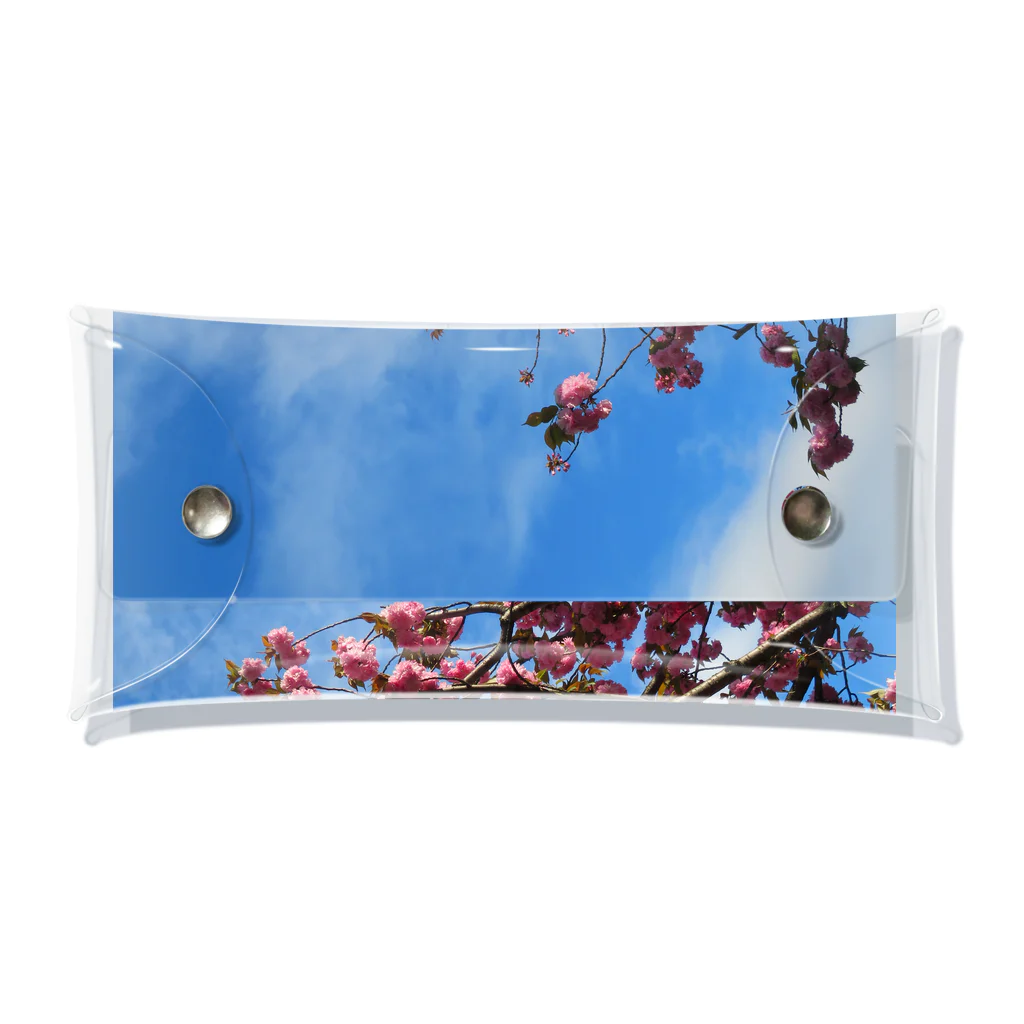 愛自然写真の桜と空と雲 투명 동전 지갑