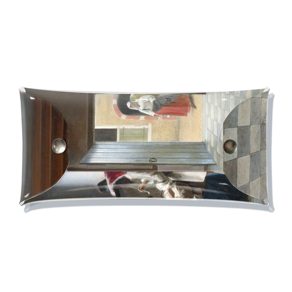 世界の絵画アートグッズのピーテル・デ・ホーホ《陽の射す部屋でトランプに興じる人々》 Clear Multipurpose Case