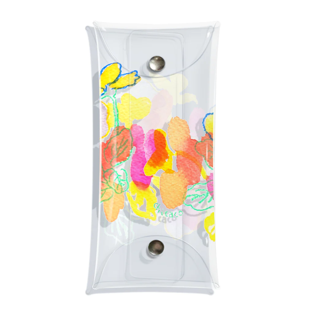 chicacoのカラフルなお花たち Clear Multipurpose Case