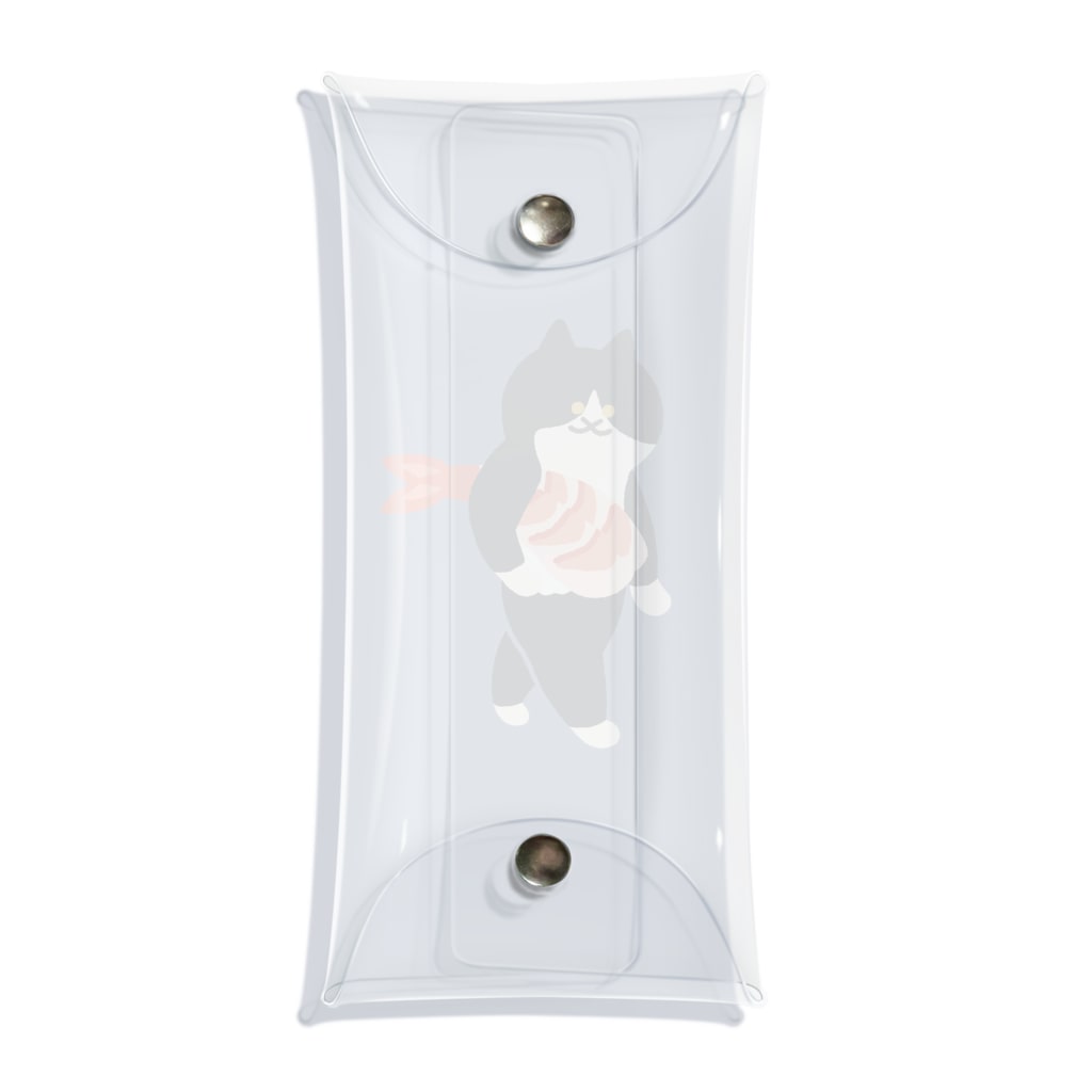 SUIMINグッズのお店の海老の握り寿司を機嫌よく運ぶねこ Clear Multipurpose Case