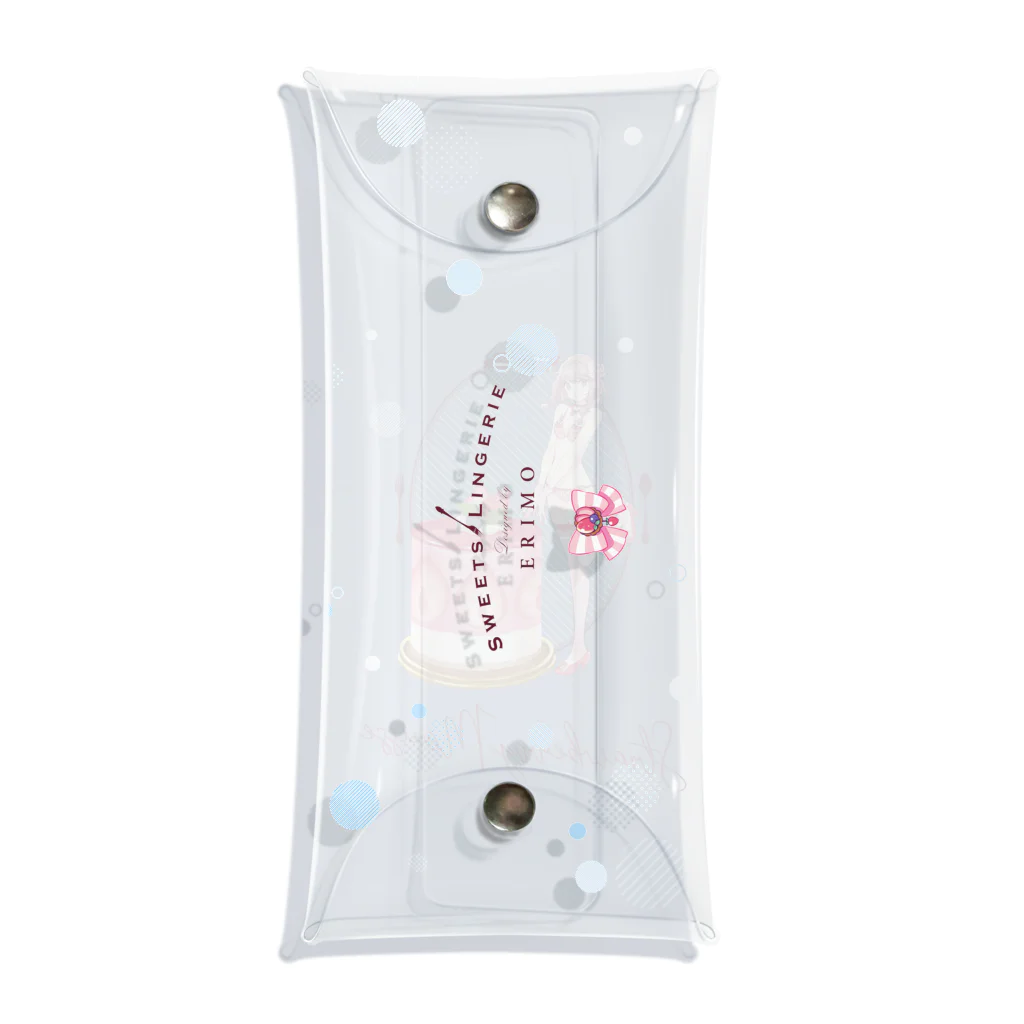 ERIMO–WORKSのSweets Lingerie clear multi case "Strawberry Mousse"  クリアマルチケース