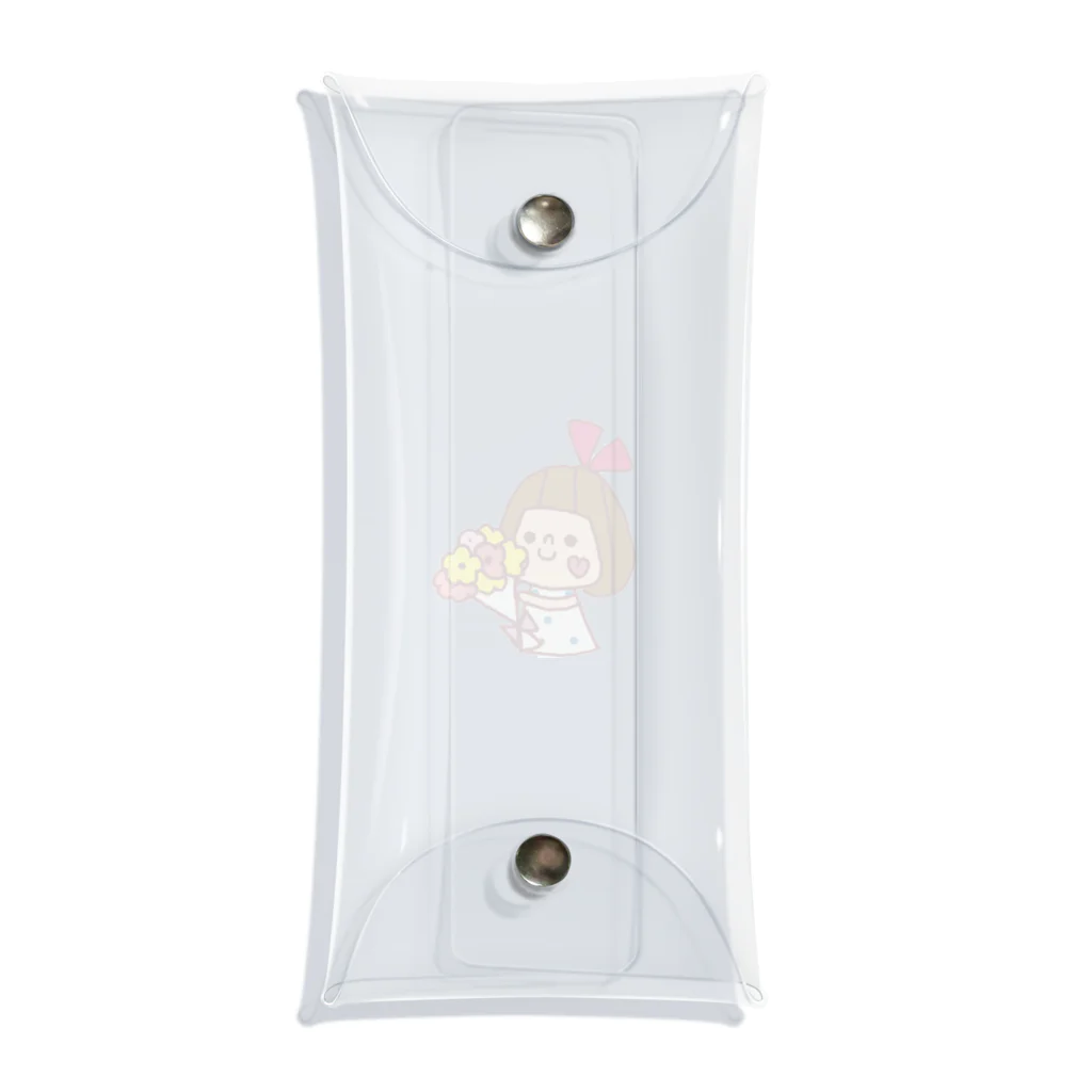 かょのこHANKOの花束ぴんきーりぼんちゃん Clear Multipurpose Case