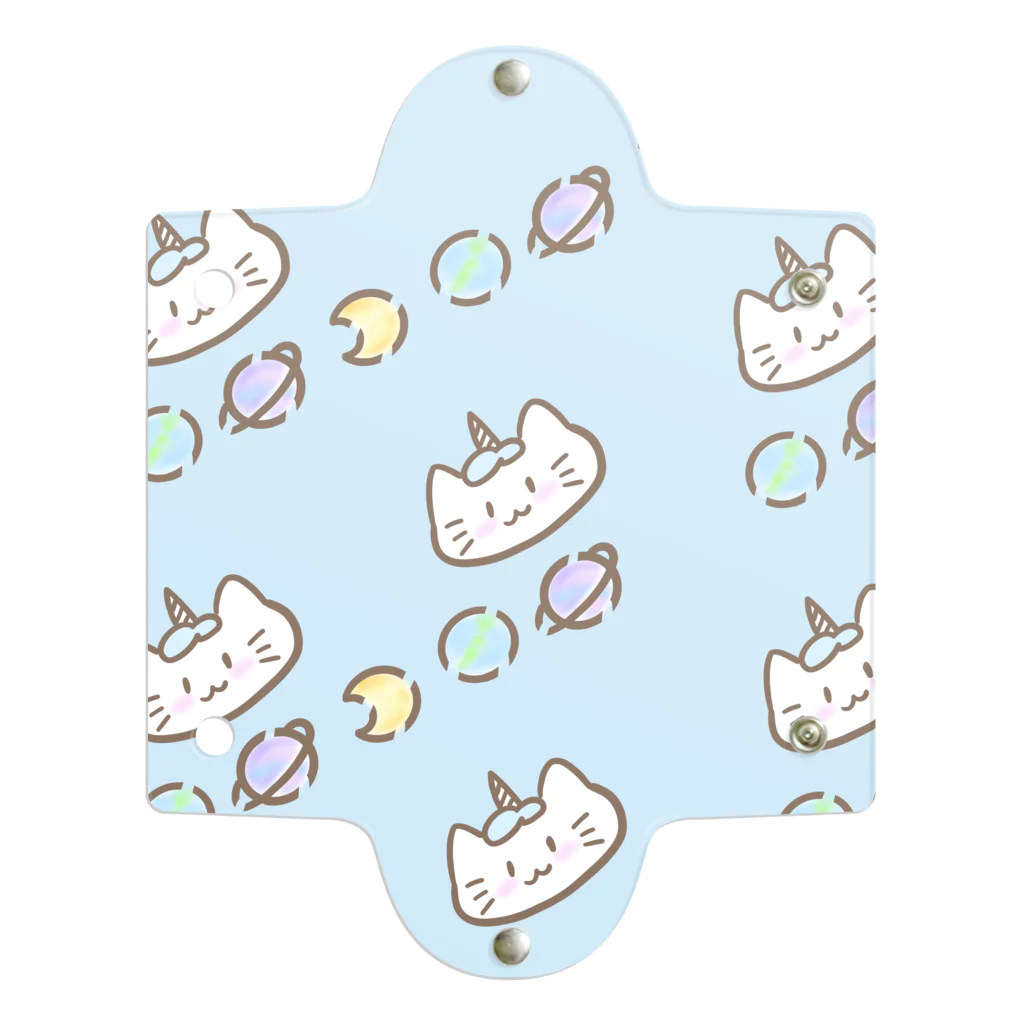 ゆにねこ惑星の🪐ゆにねこ🪐茶線×水色(髪色) Clear Multipurpose Case