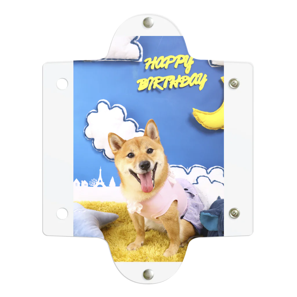 柴犬グッズ専門店 あられ堂の柴犬 HAPPY BIRTHDAY ～月と星編～ クリアマルチケース