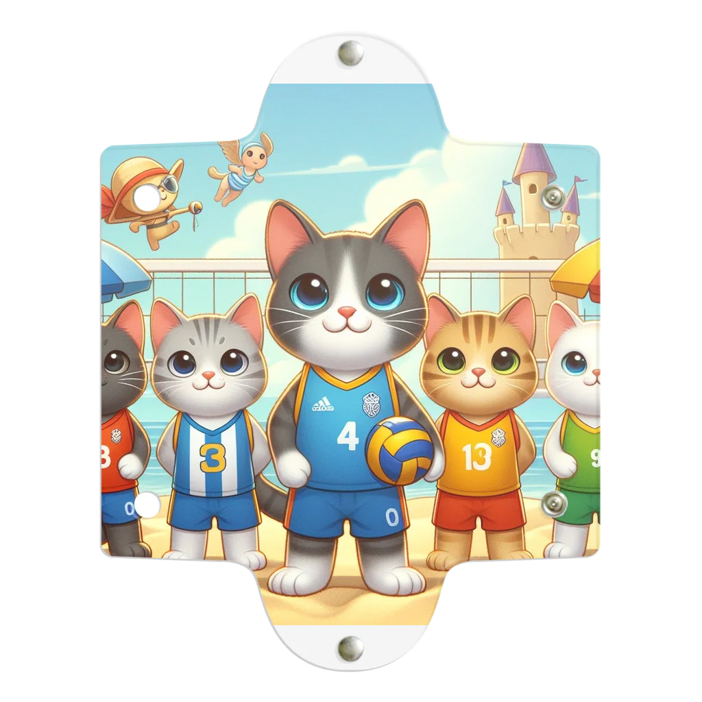 【volleyball online】の猫好きのみなさん必見！愛らしい猫のバレーボールグッズ クリアマルチケース