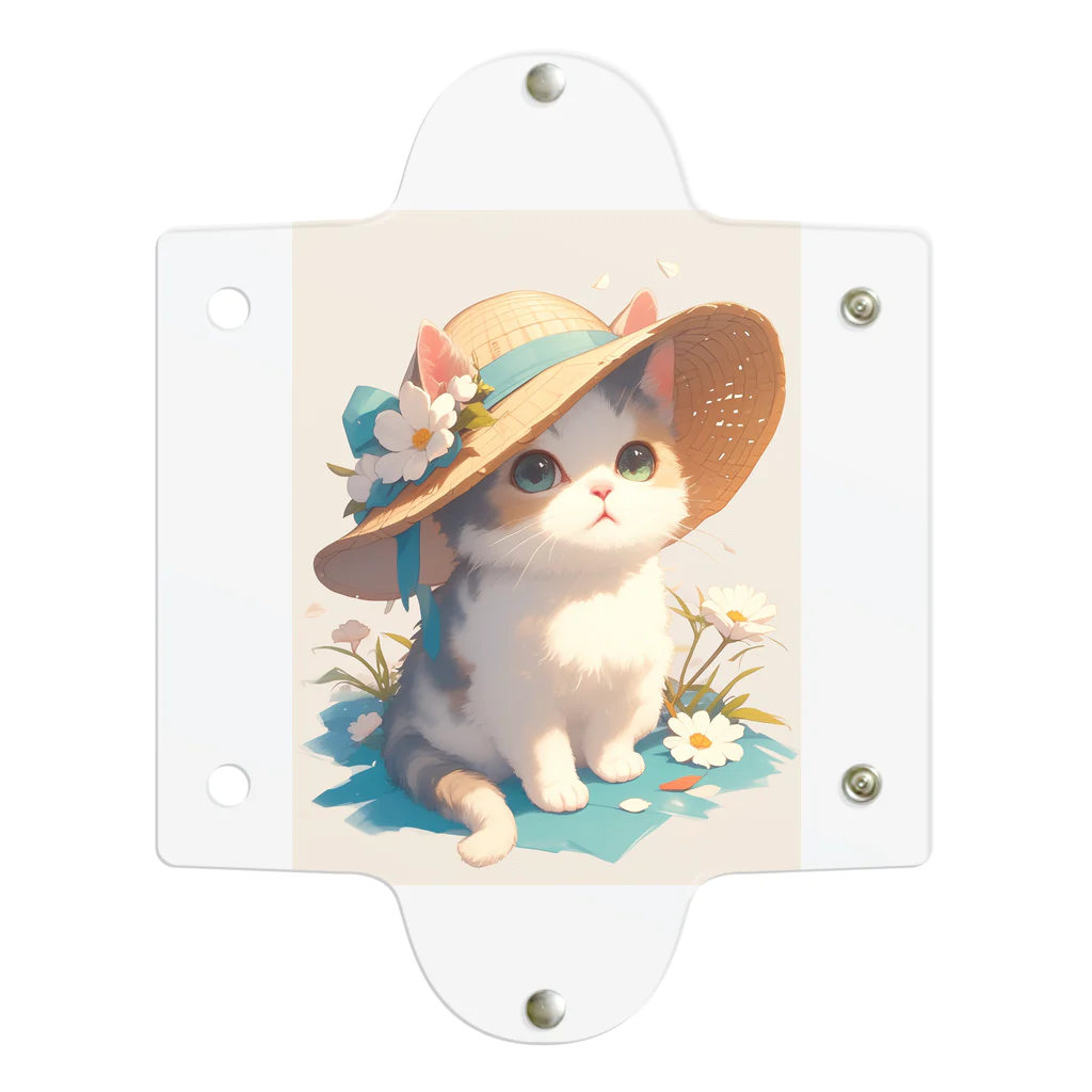 AQUAMETAVERSEの帽子をかぶった可愛い子猫 Marsa 106 クリアマルチケース