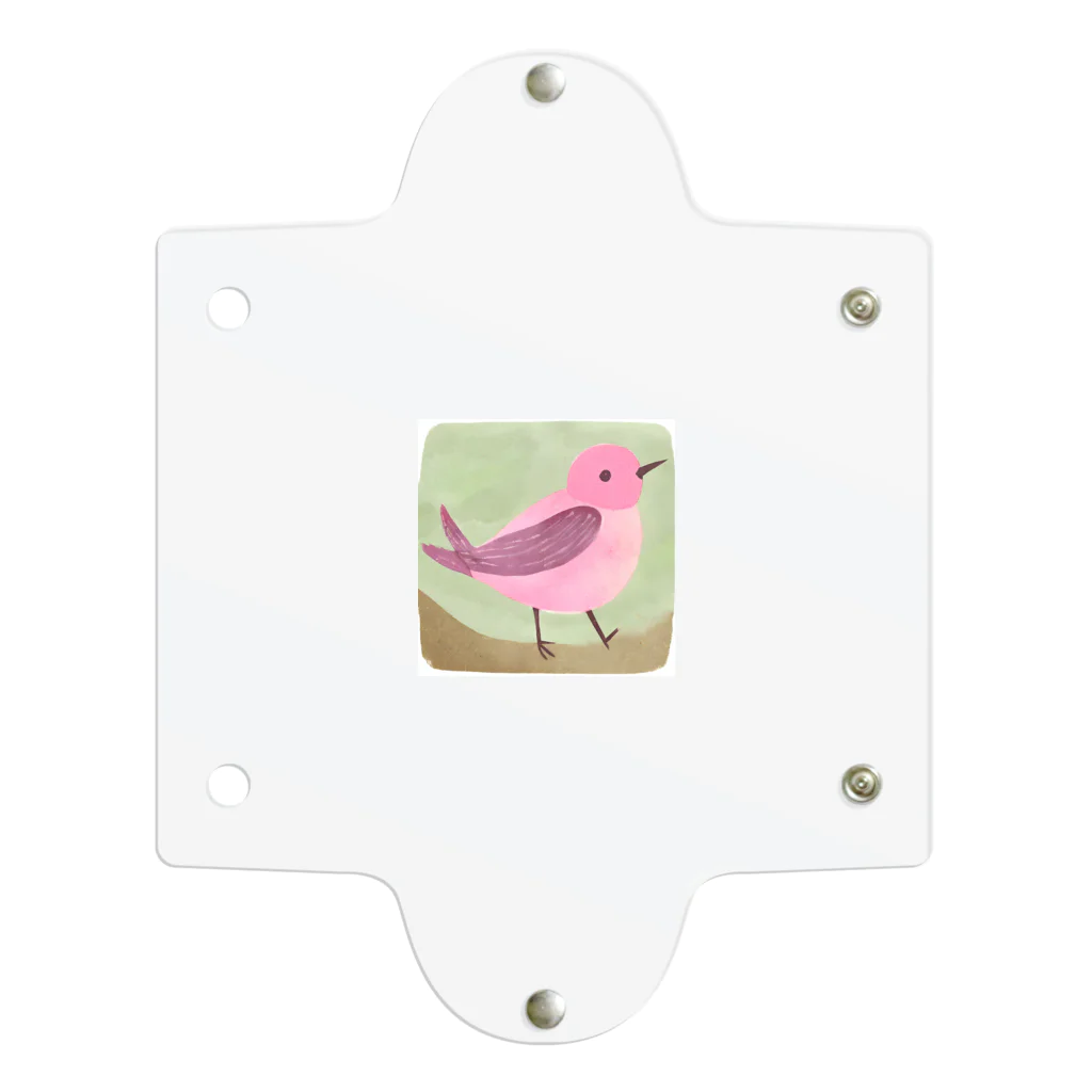 ピンク系水彩画のピンクの鳥さん 水彩画 クリアマルチケース