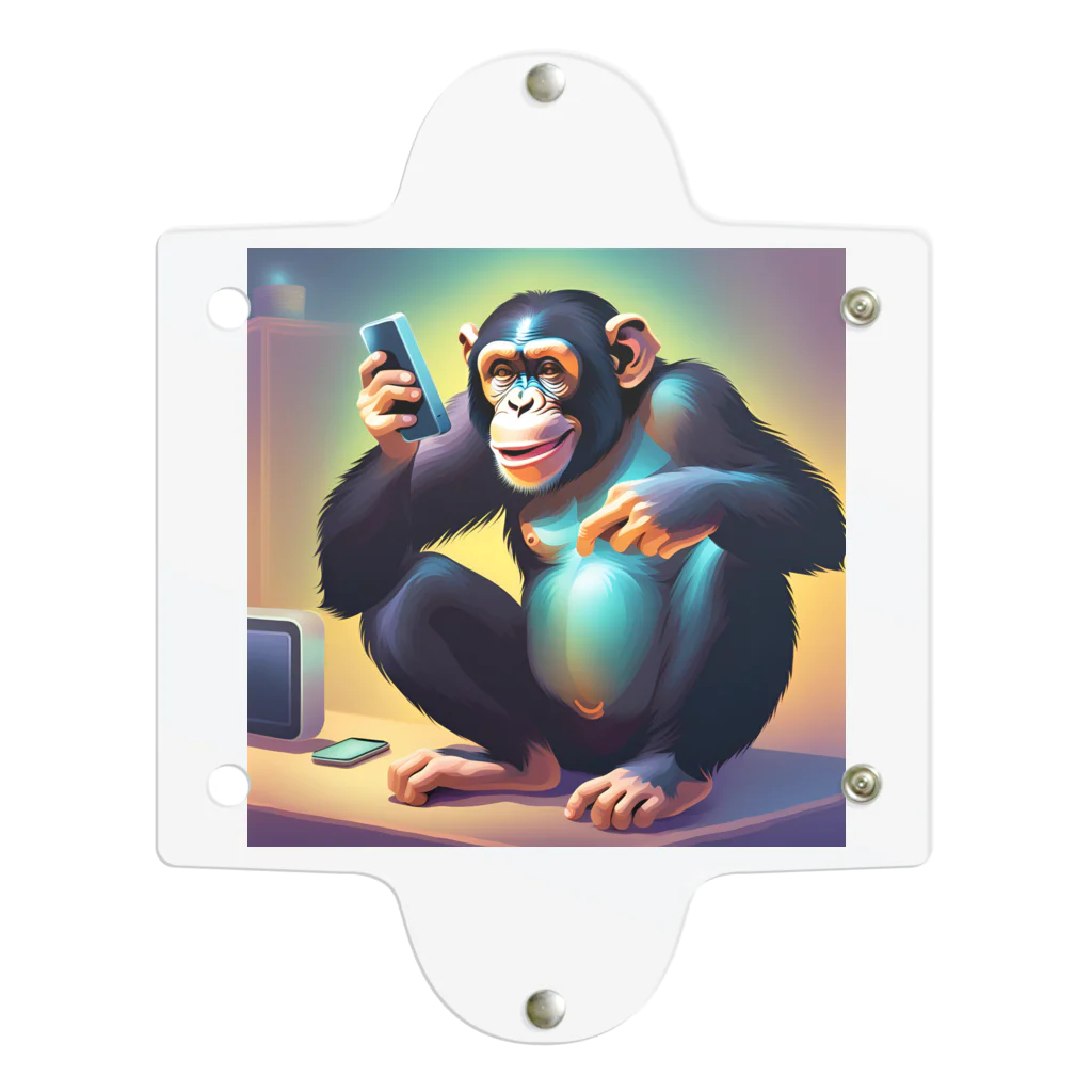 orihata-youのスマホを楽しむチンパンジー Clear Multipurpose Case
