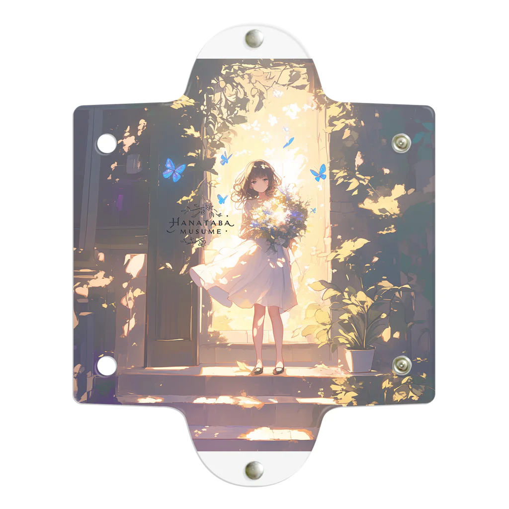 花束娘のThe Girl in the Light with Blue Butterflies in the Garden Clear Multipurpose Case