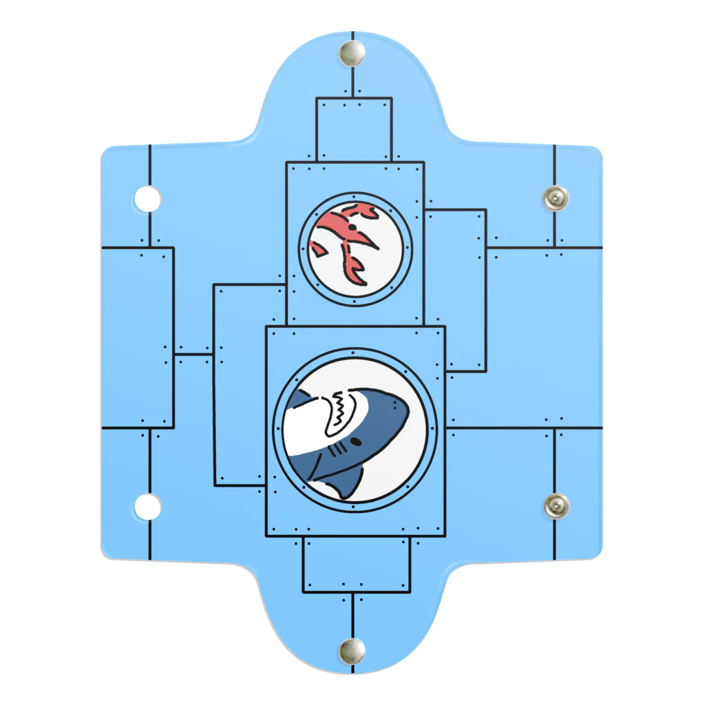 サメ わりとおもいの宇宙船に乗るサメとエビ クリアマルチケース