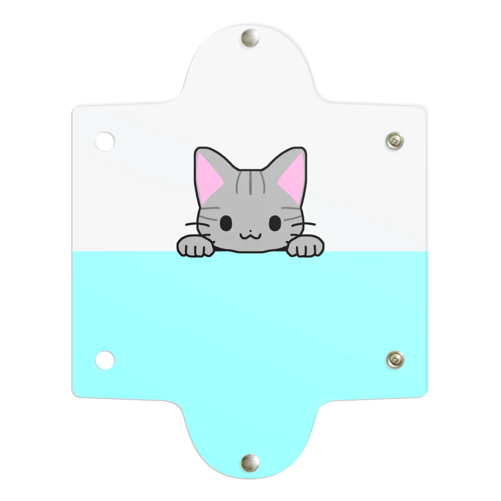 かわいいもののおみせ　いそぎんちゃくのひょっこりサバトラ猫　水色 Clear Multipurpose Case