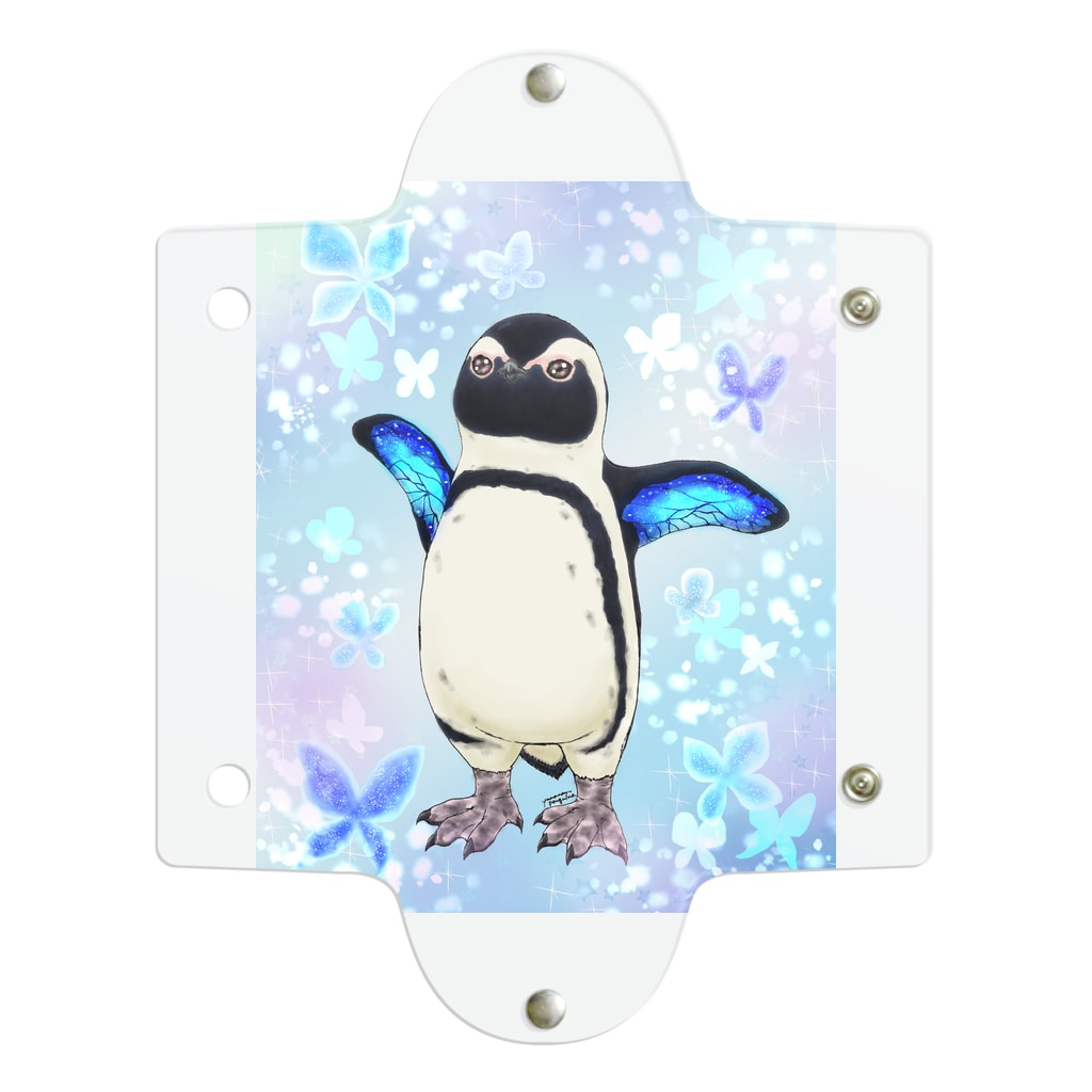 ヤママユ(ヤママユ・ペンギイナ)のケープペンギン「ちょうちょ追っかけてたの」(Blue) Clear Multipurpose Case