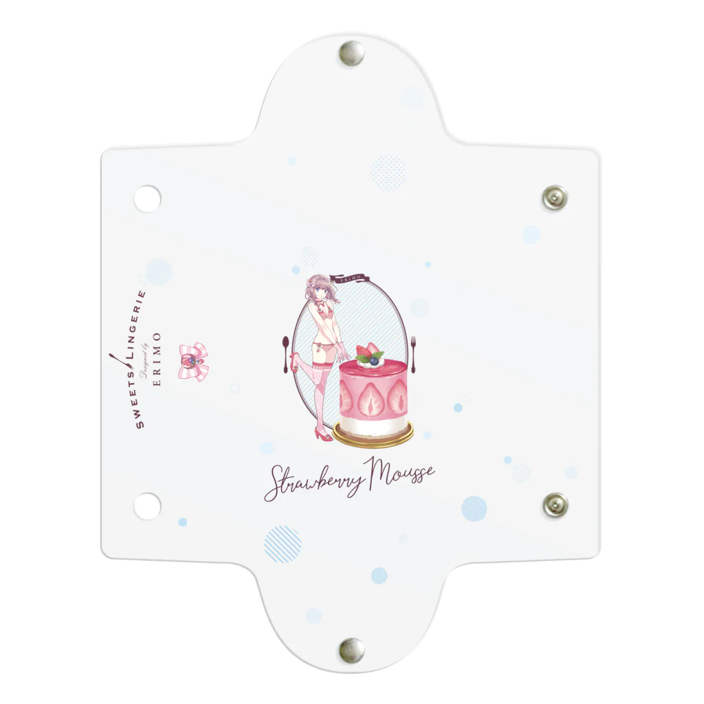 ERIMO–WORKSのSweets Lingerie clear multi case "Strawberry Mousse"  クリアマルチケース