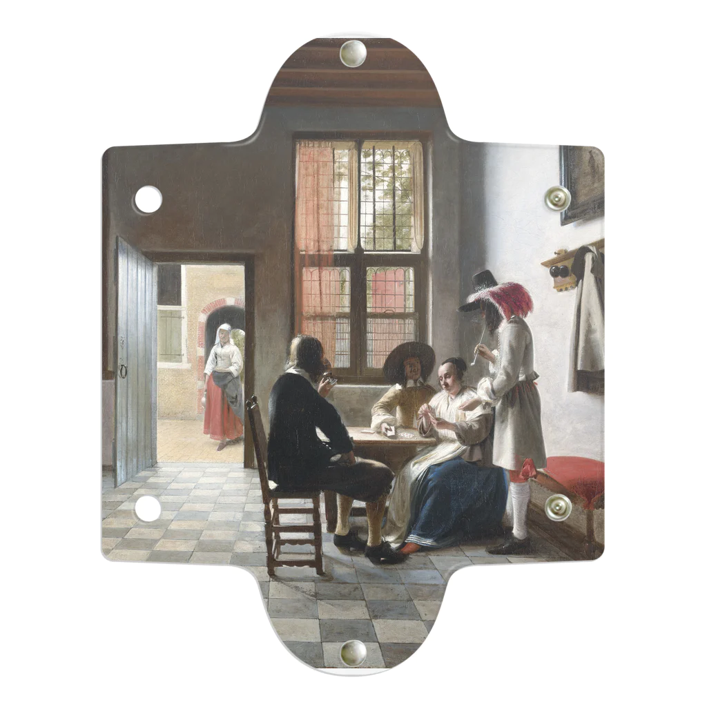 世界の絵画アートグッズのピーテル・デ・ホーホ《陽の射す部屋でトランプに興じる人々》 クリアマルチケース