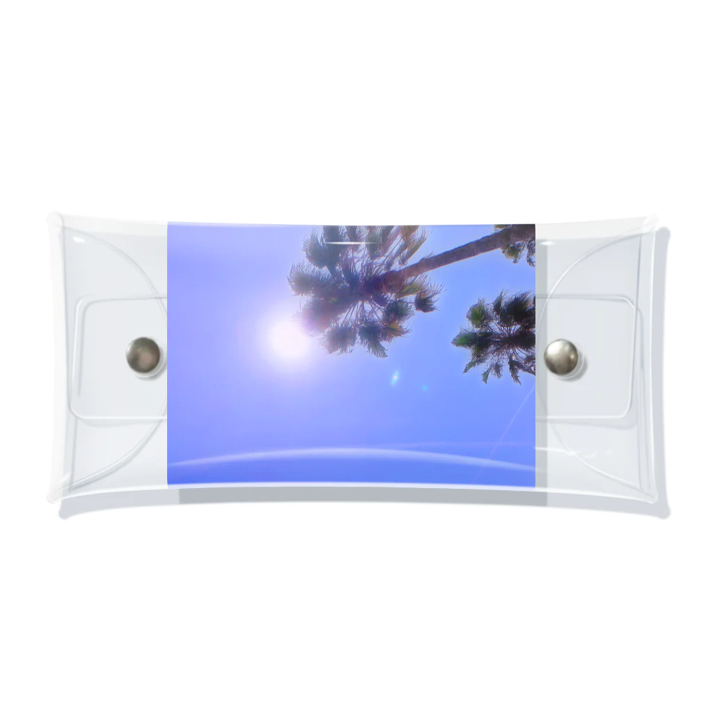 ラベンダーショップの椰子の木と太陽 투명 동전 지갑