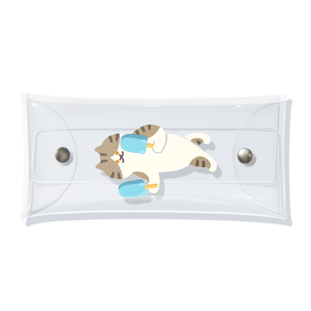 SUIMINグッズのお店のソーダアイスを意気揚々と運ぶねこ Clear Multipurpose Case