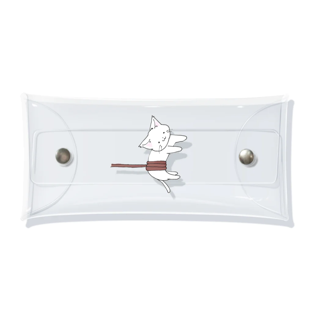 ねこしっぽ。のねこすくい（白） Clear Multipurpose Case