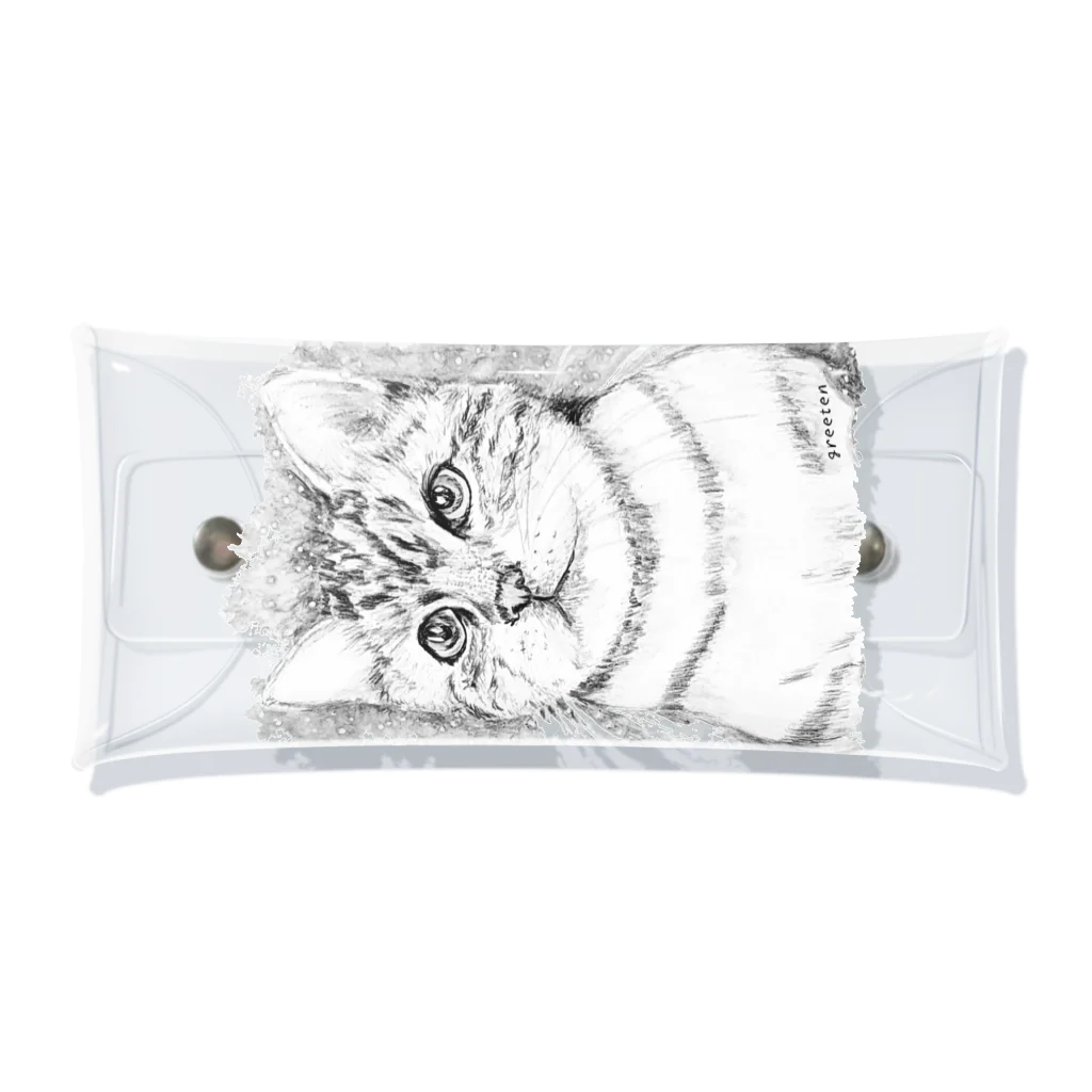 greetenのアート猫　モノクロ　 Clear Multipurpose Case