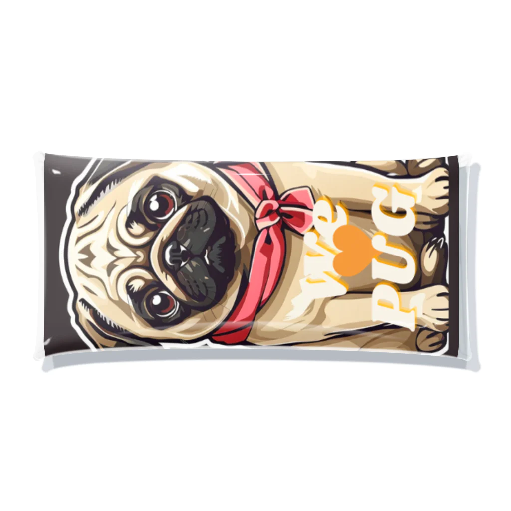 LEONのWe♥PUG　ブラック（パグ大好き！） クリアマルチケース