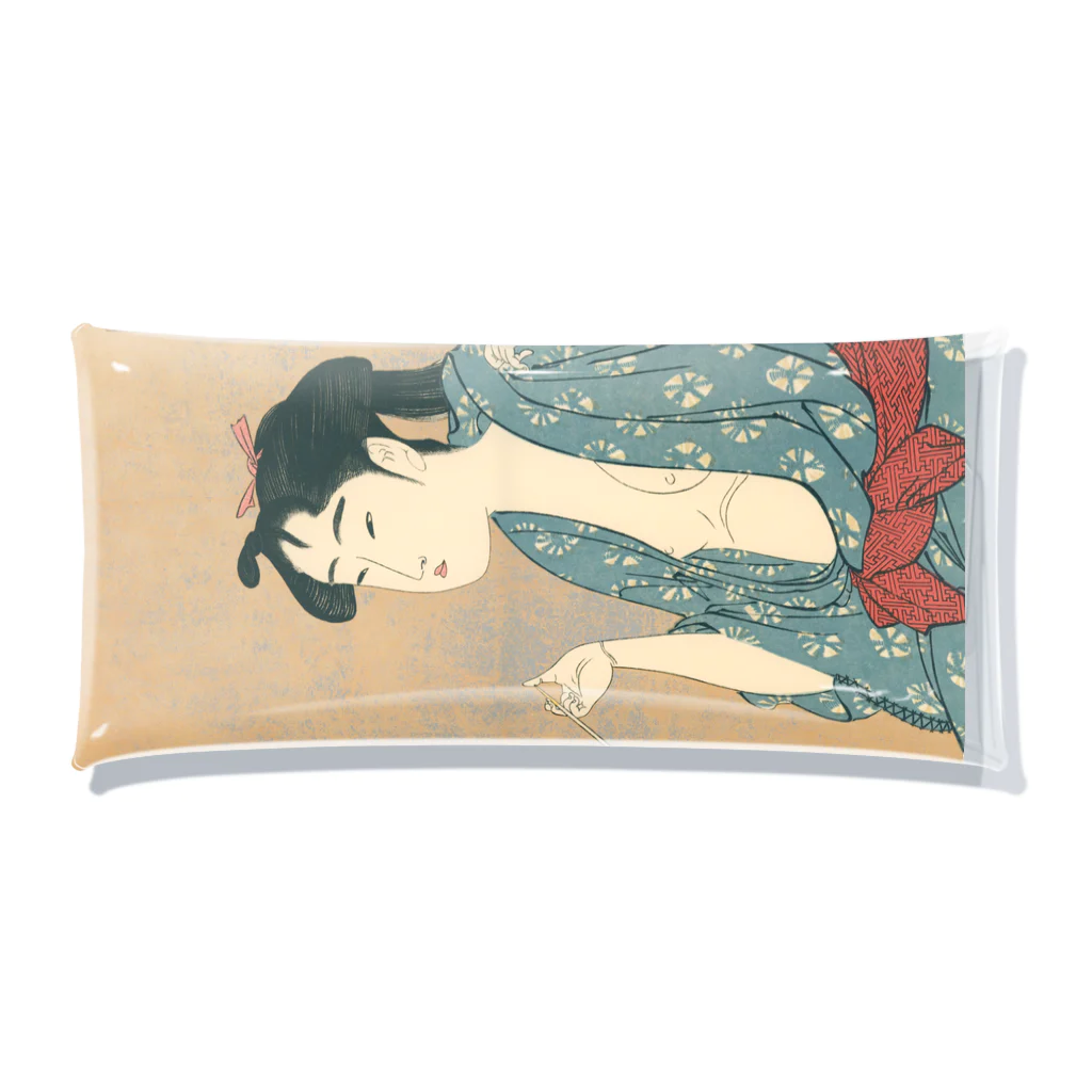 寿めでたや(ukiyoe)の浮世絵：喜多川歌麿_婦女人相十品・煙草の煙を吹く女 クリアマルチケース