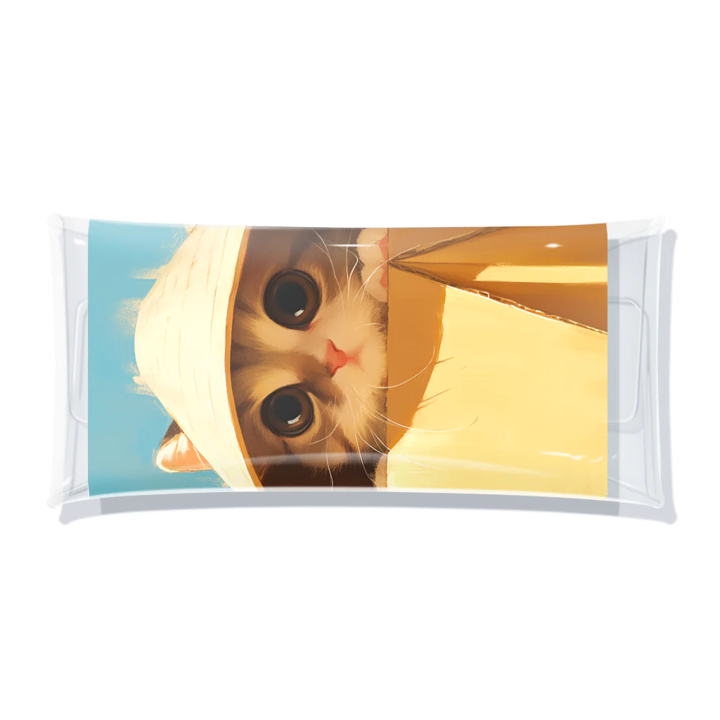 AQUAMETAVERSEの箱からのぞいている子猫　ラフルール　1859 Clear Multipurpose Case