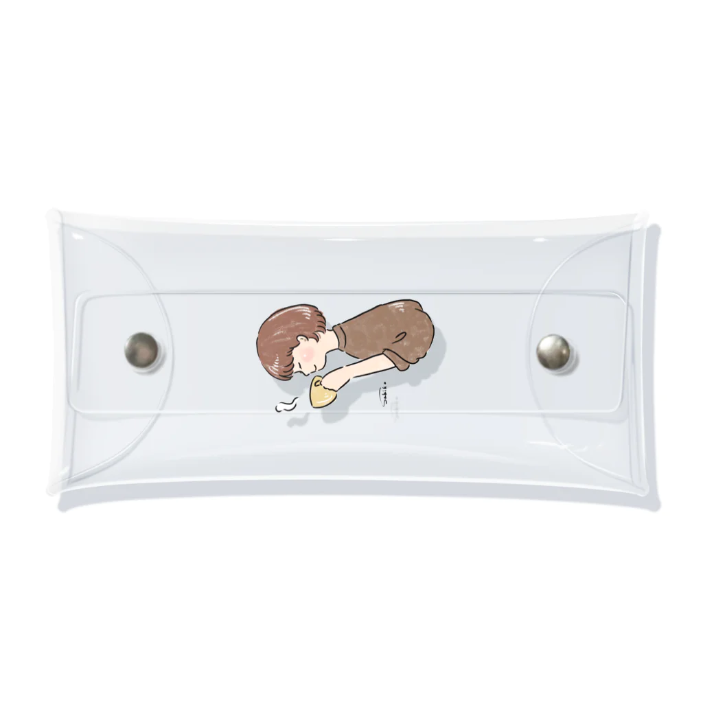 Sakikoのほっとひと息つく女の子　カフェ　ブラウン Clear Multipurpose Case