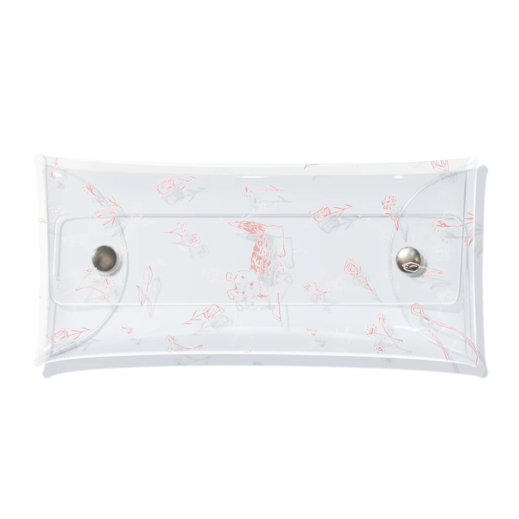 やまこの花と犬pink Clear Multipurpose Case