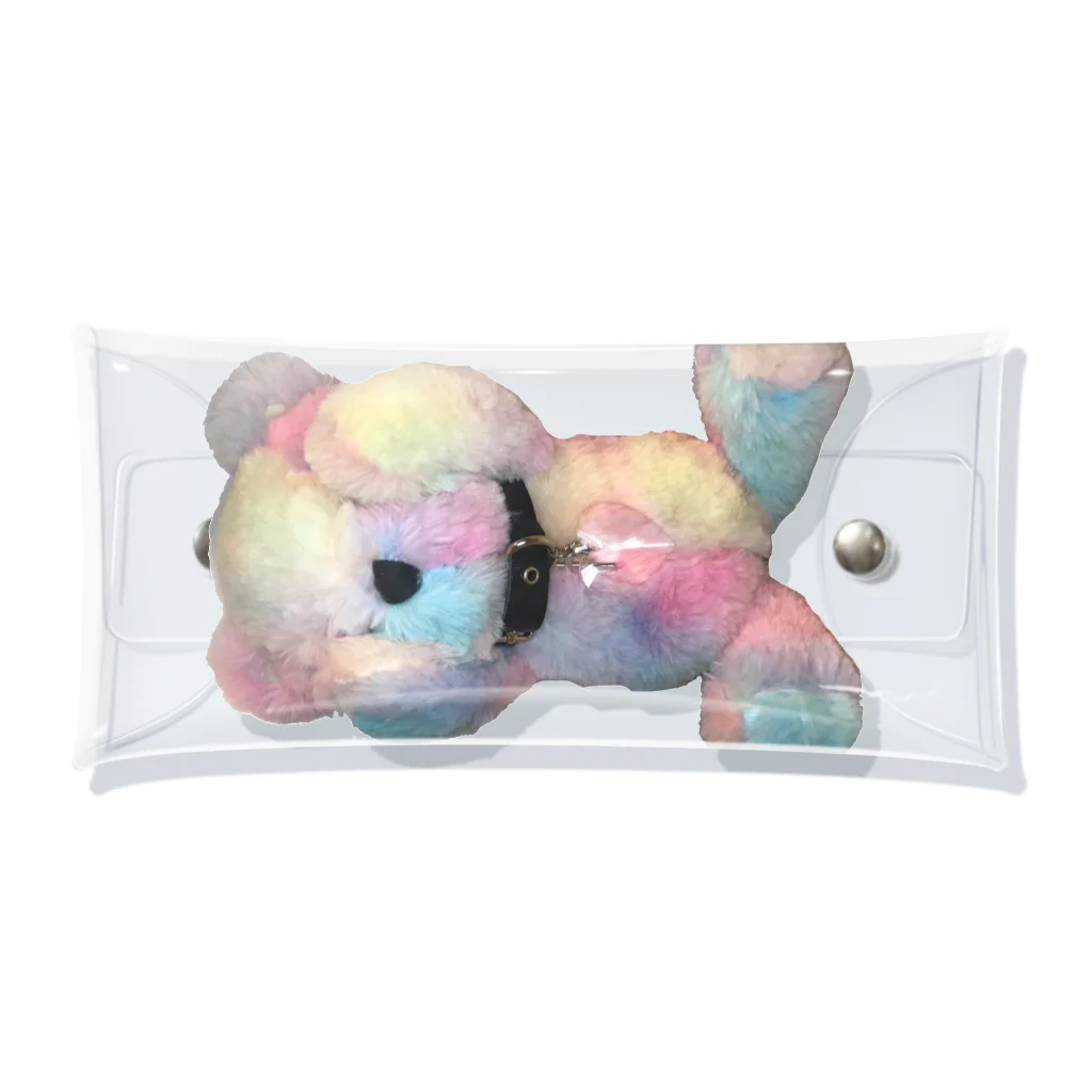 💜Salon de Lucia💜のPeek-a-boo Teddy rainbow Clear Multipurpose Case