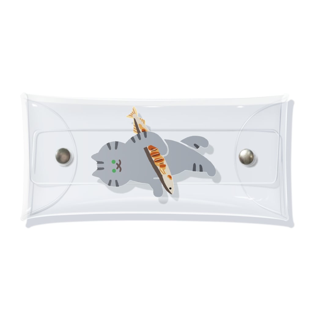 SUIMINグッズのお店の盗んだ焼きサンマと歩き出すねこ Clear Multipurpose Case