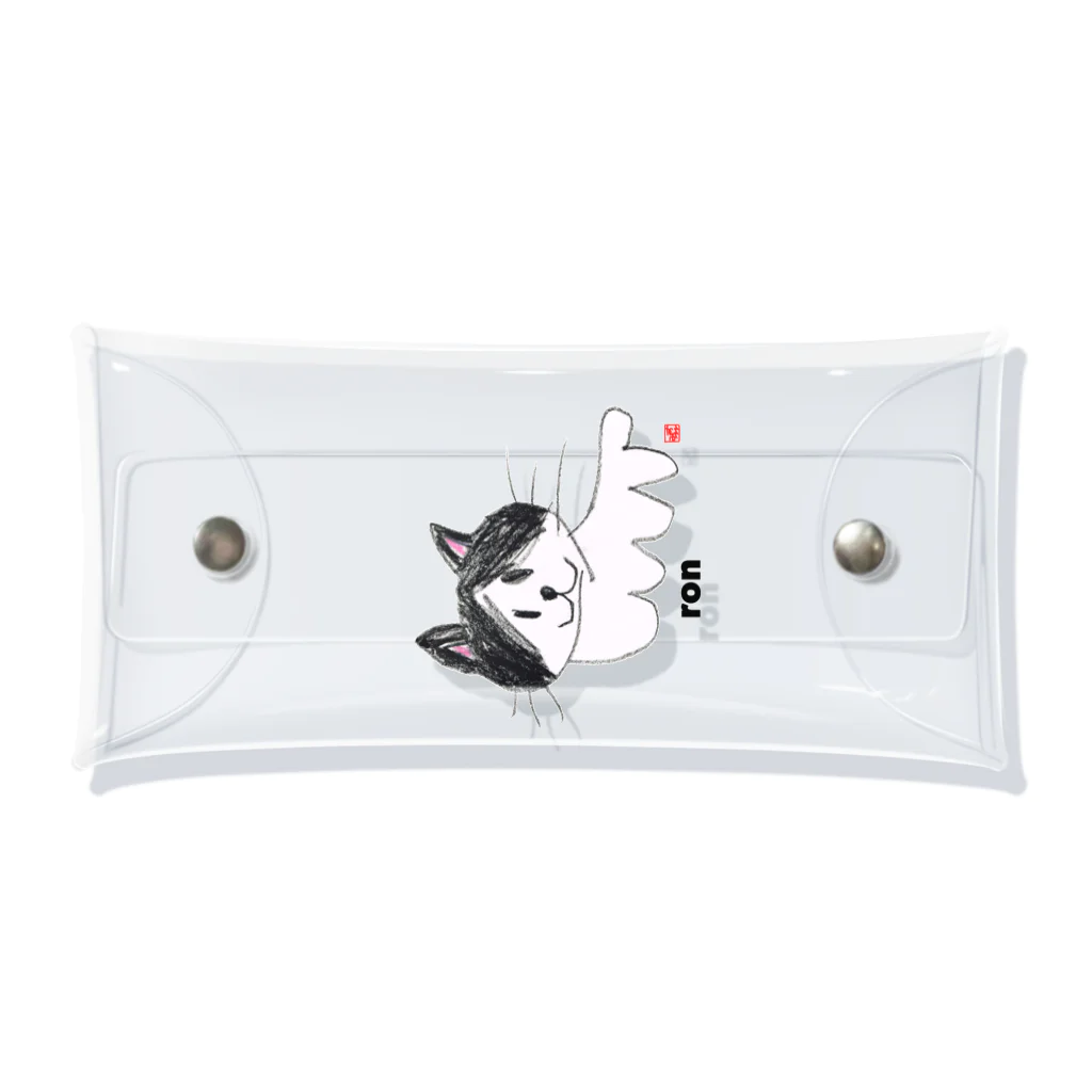 わらしな山猫堂のロン猫クレヨンイラストS Clear Multipurpose Case