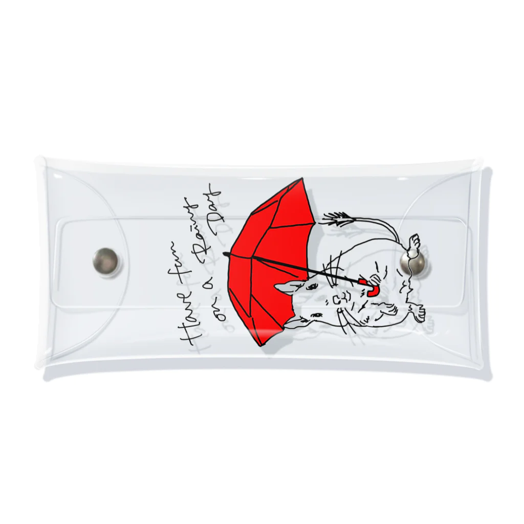 kanako-mikanのHave fun on a Rainy day (Red Umbrella) Clear Multipurpose Case