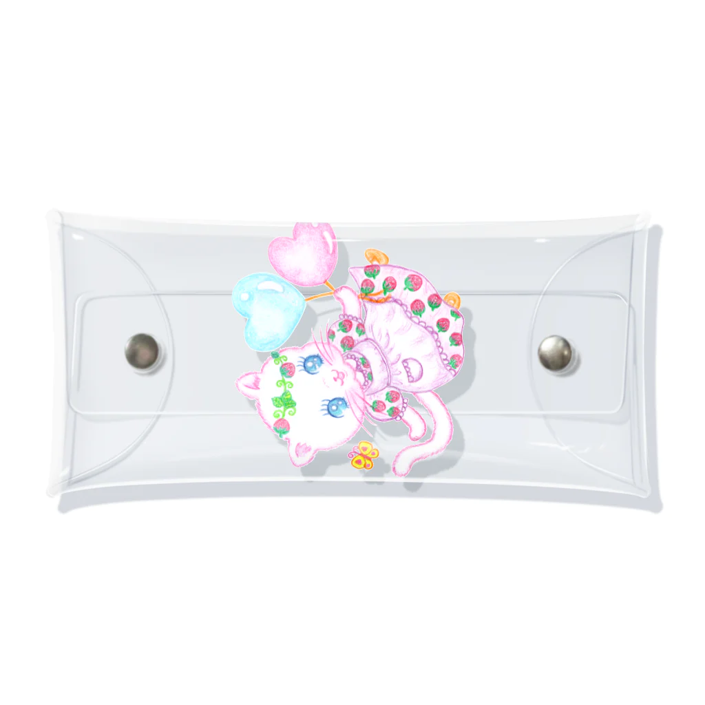 メルティカポエミュウのいちごみるくにゃん Clear Multipurpose Case