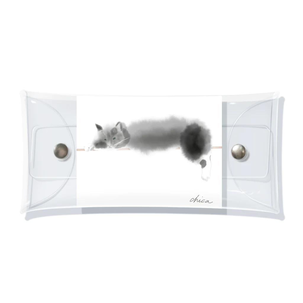 C Nのノルウェージャンフォレストキャット黒猫 Clear Multipurpose Case