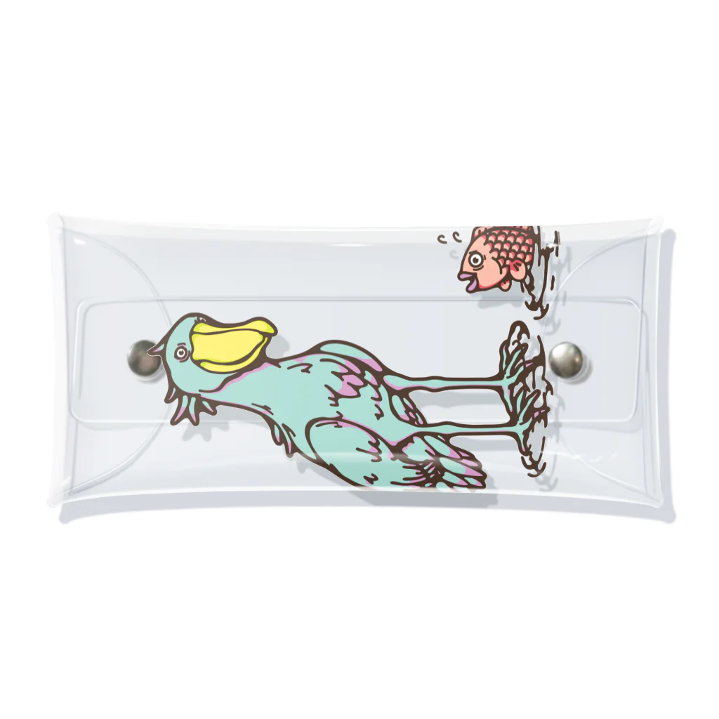 Cɐkeccooのハシビロコウとサカナ‐カラフル Clear Multipurpose Case