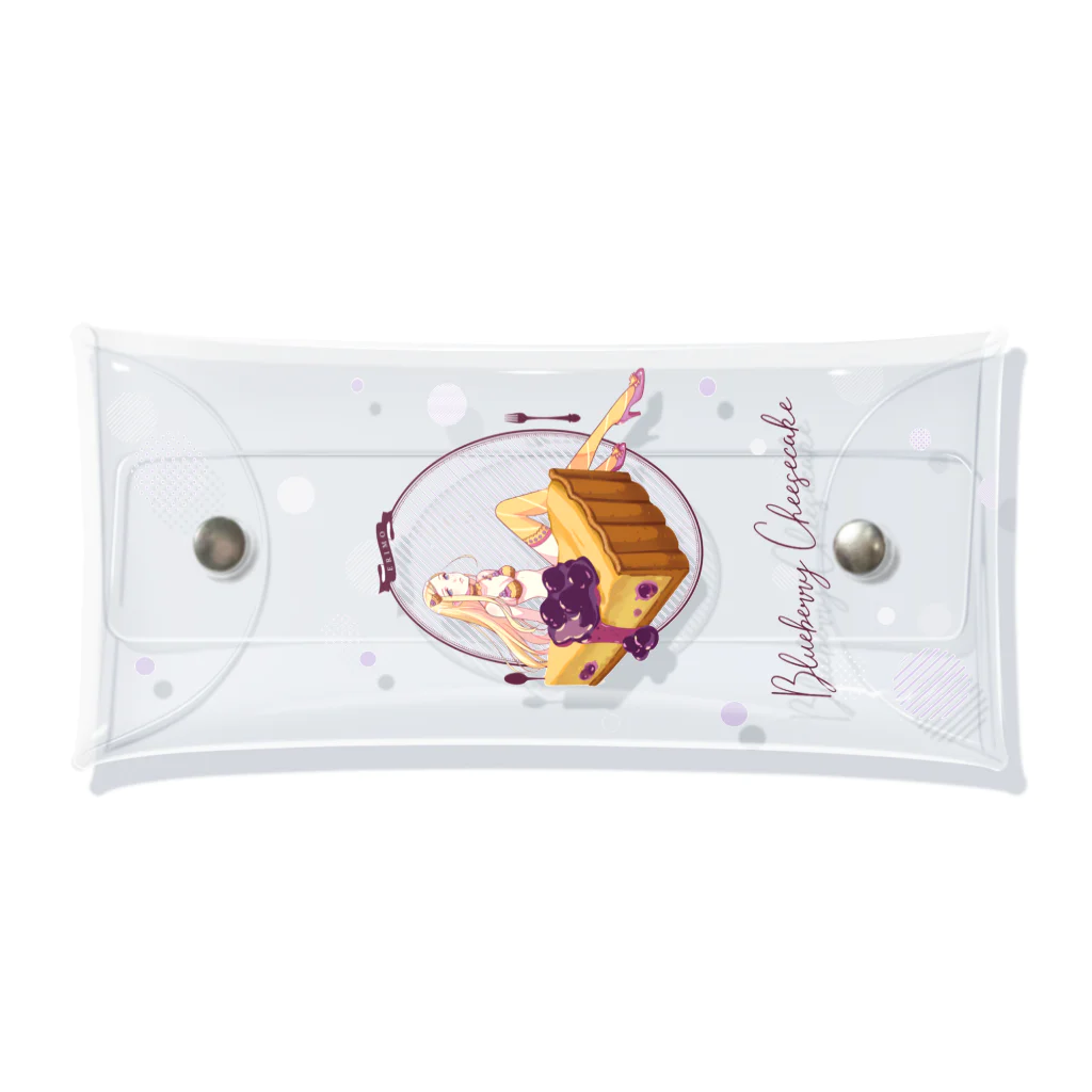 ERIMO–WORKSのSweets Lingerie clear multi case "Blueberry cheese cake"  Clear Multipurpose Case