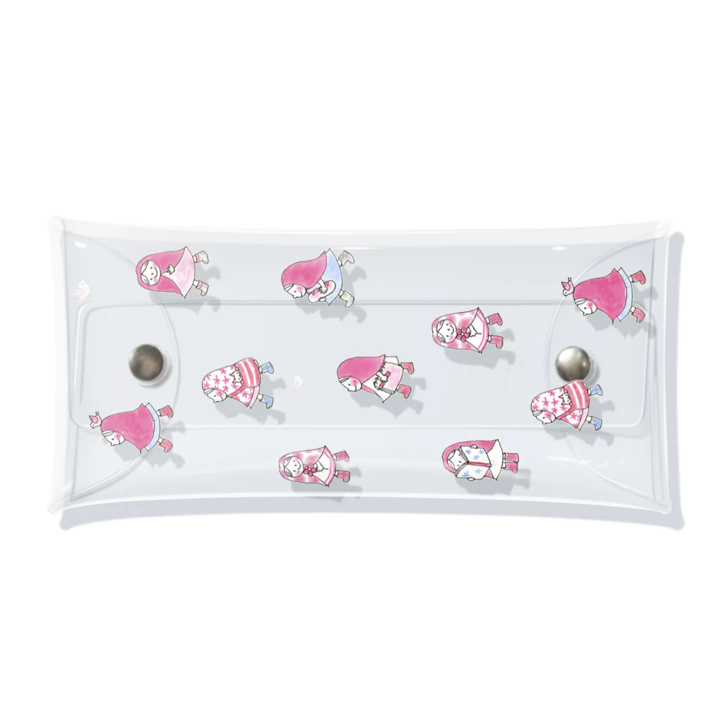 illustration akko shopのお散歩ずきんPink Clear Multipurpose Case