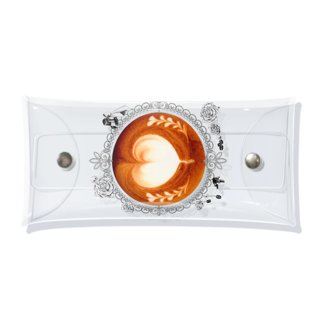 Prism coffee beanの【Lady's sweet coffee】ラテアート メッセージハート / With accessories クリアマルチケース