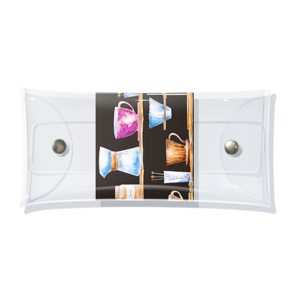 Prism coffee beanのレトロ水彩カフェのコーヒー器具棚/アンティーク ～Alley～ Clear Multipurpose Case